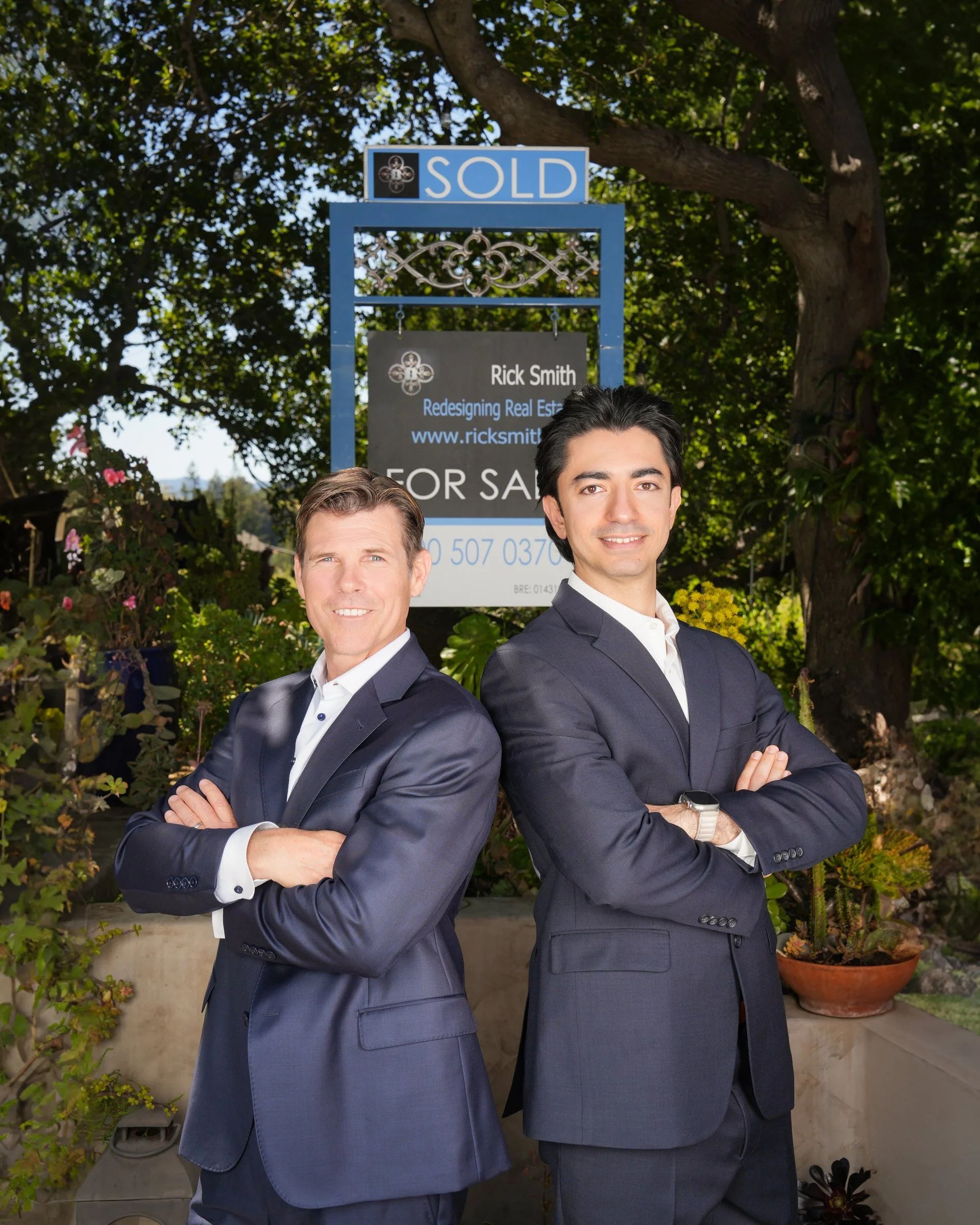 Group of real estate agents posing for professional headshots in Los Altos Hills, California